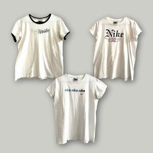 Nike Tee Bundle - 3 White Graphic Shirts Y2K Streetwear Slim XL